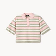 F&F Knitted Rugby Shirt in Multi Pink