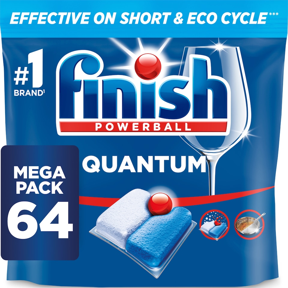 image 1 of Finish Quantum All In One 64 Dishwasher Tablets Regular 665.6g