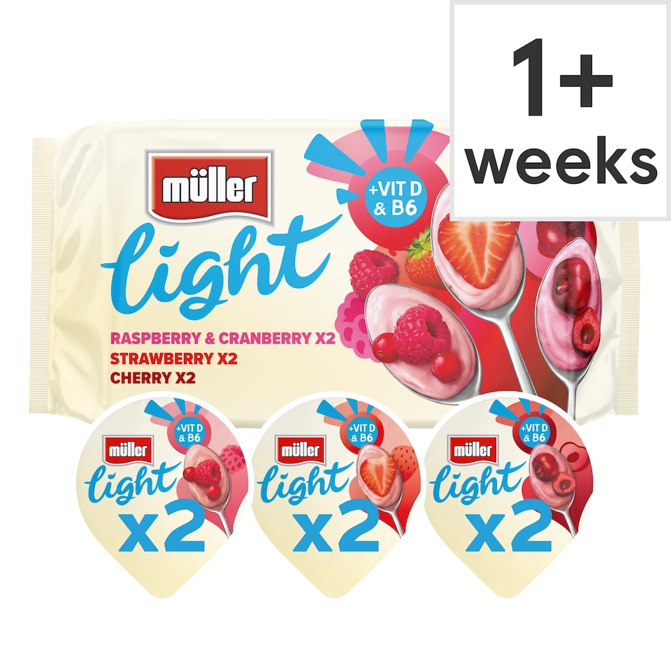 image 1 of Muller Light Red Fruit Assorted Fat Free Yogurt 6X140g