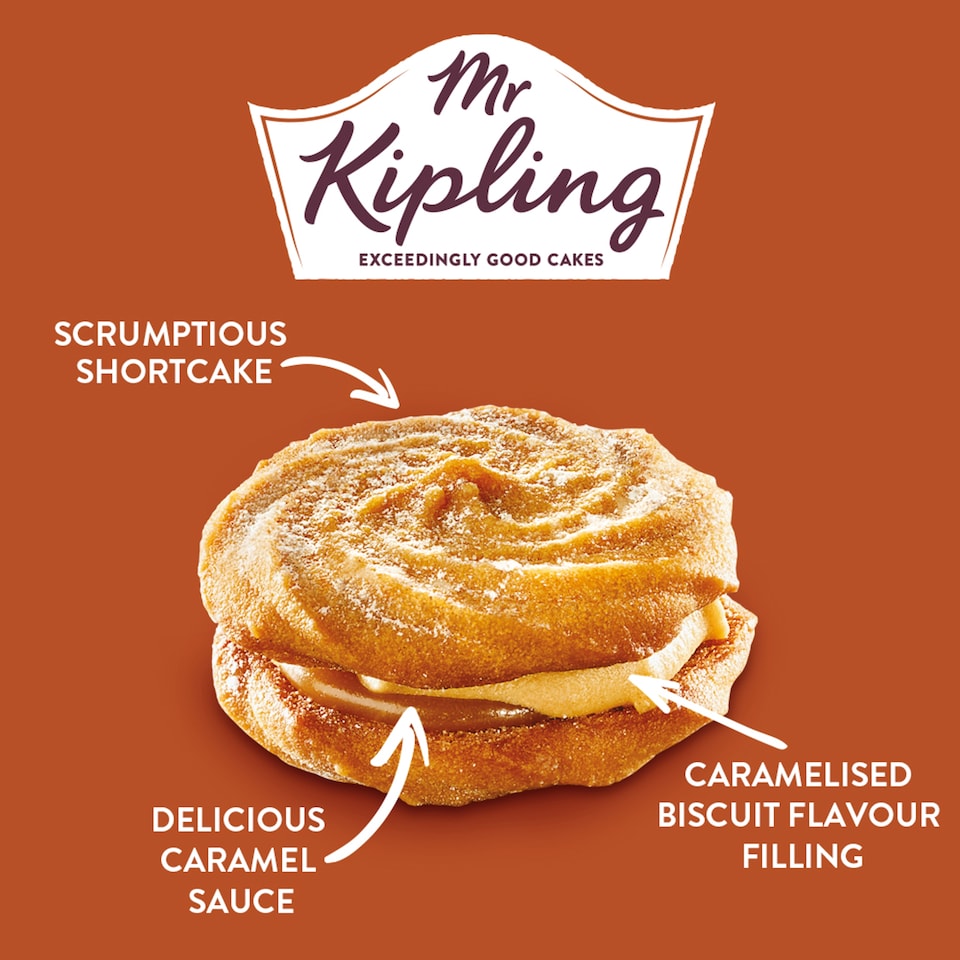 image 1 of Mr Kipling Caramelised Biscuit Viennese Whirls Cakes 6 pack
