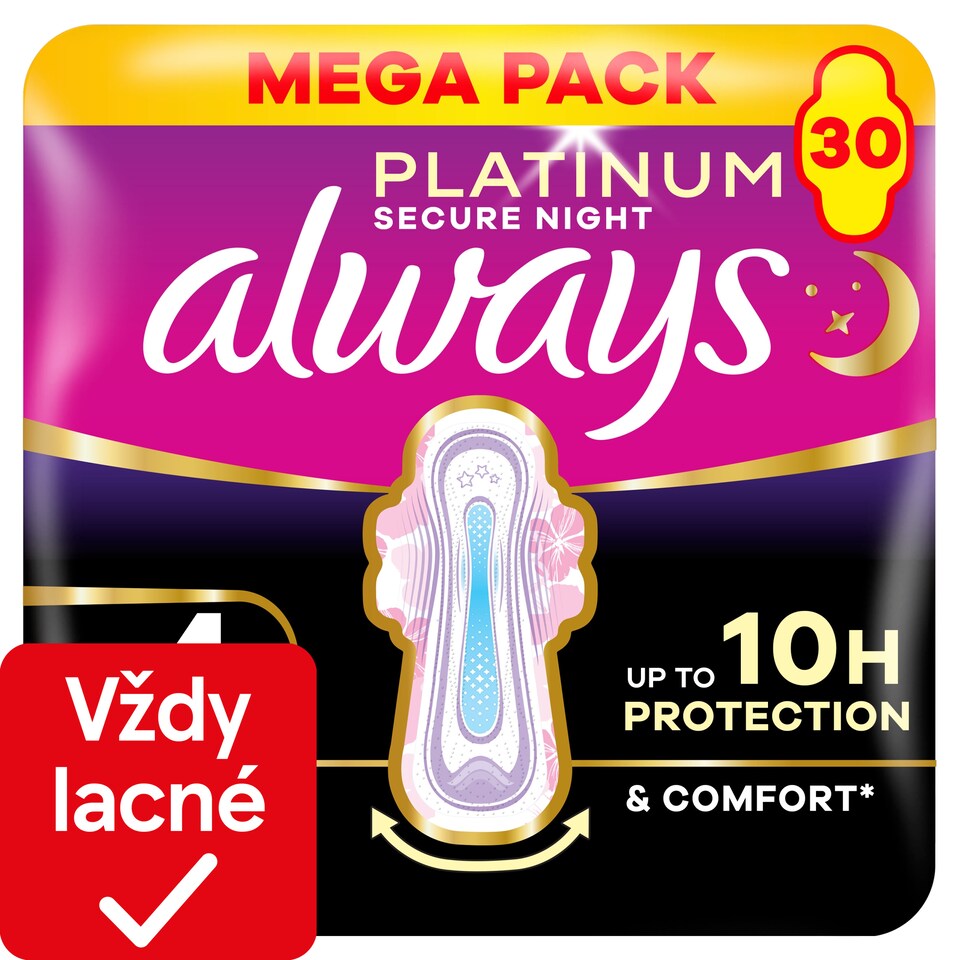 obrázok 1 z Always Platinum Hygienické Vložky Secure Night (Veľkosť 4) 30 Vložiek
