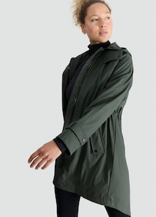 F&F Hooded Collared Shower Resistant Raincoat in Khaki