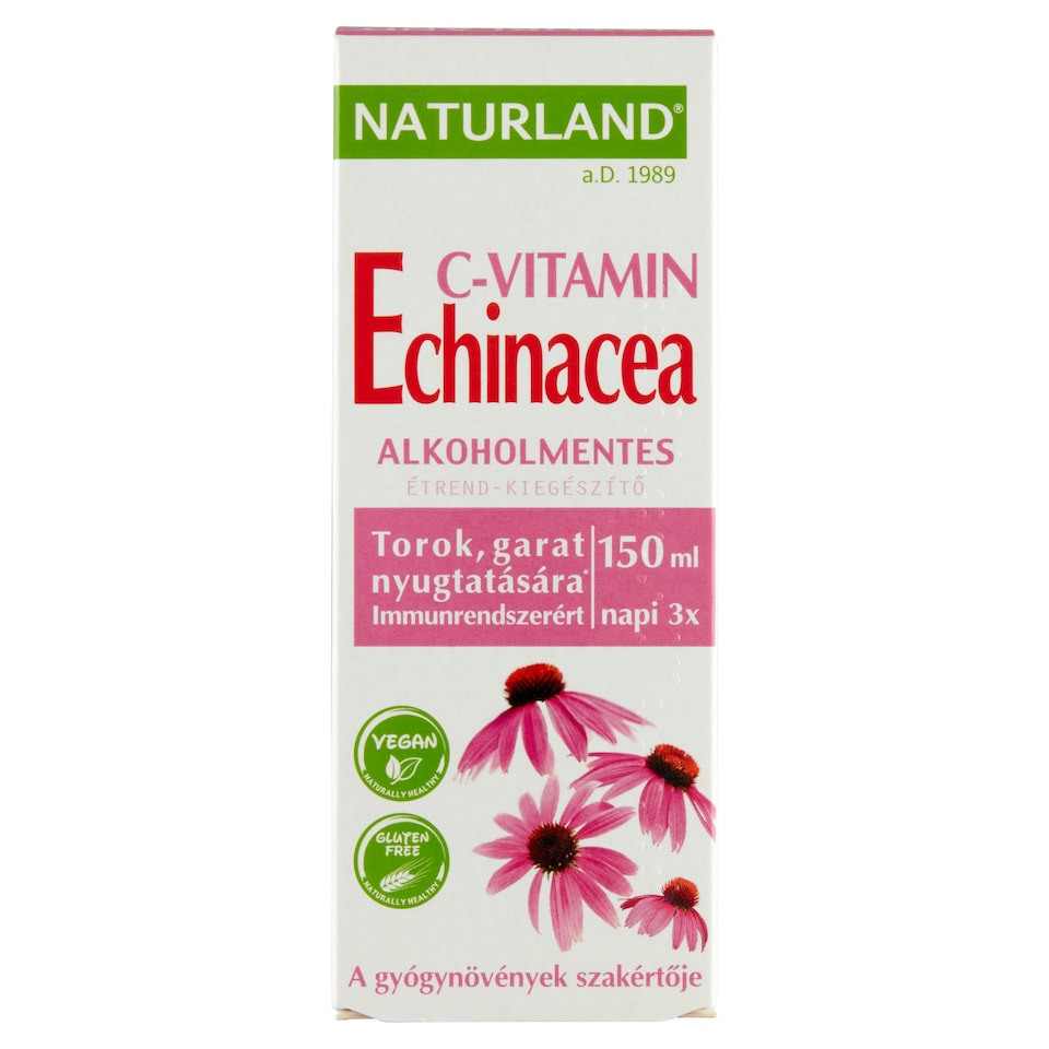 Naturland Echinacea + C-vitamin alkoholmentes folyékony étrend-kiegészítő 150 ml  1. kép
