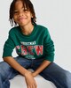 image 1 of F&F Boys Cotton Rich Christmas Crew Sweatshirt in Green
