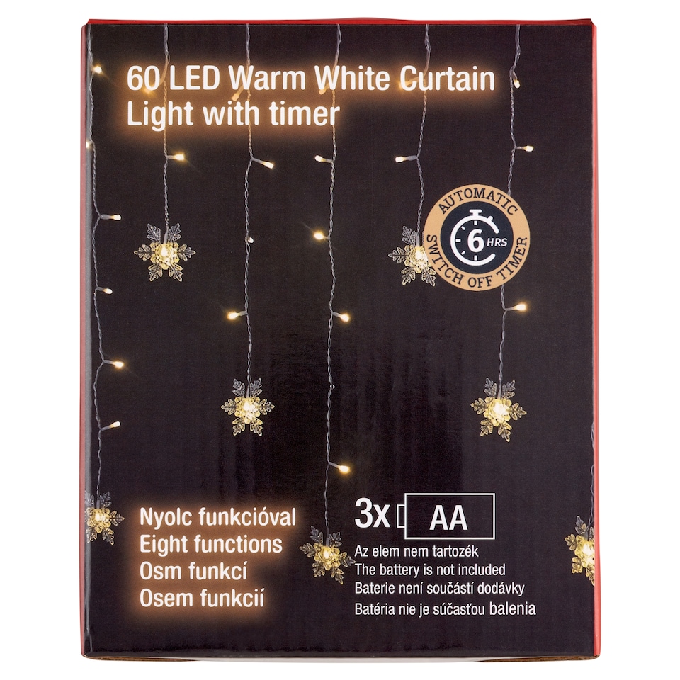 Snow Meister SM2579 60 LED Warm White Curtain Light with Timer