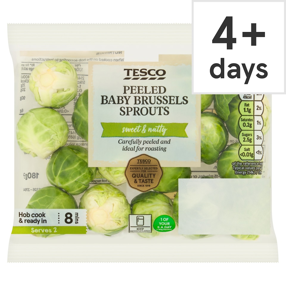 Tesco Peeled Baby Brussels Sprouts 180G
