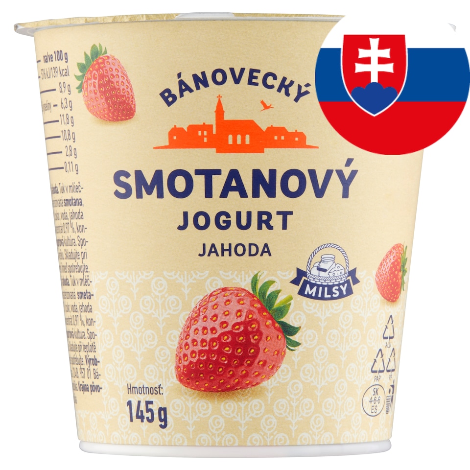 Milsy Bánovecký smotanový jogurt jahoda 145 g