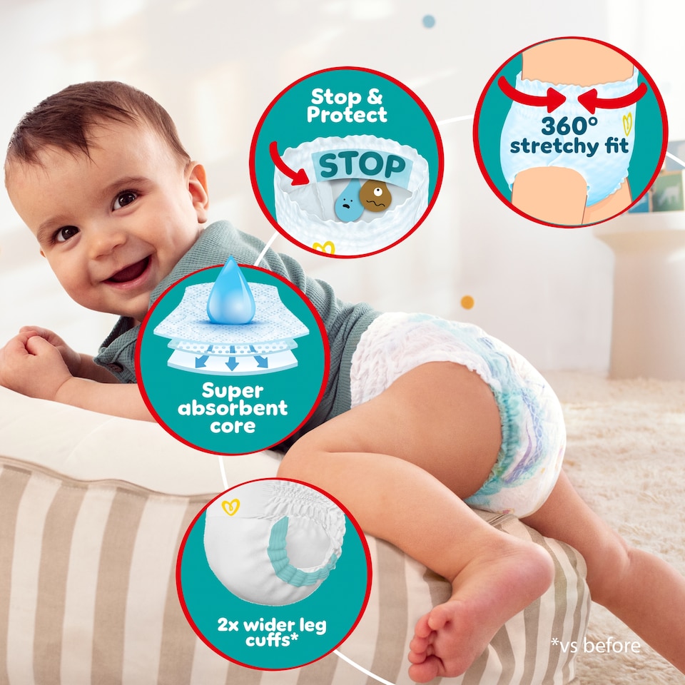 image 1 of Pampers Baby Dry Nappy Pants Size 6 Jumbo+ 54 Pack