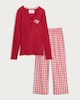 image 4 of F&F Ribbed Top and Check Wide Leg Trousers Pyjamas in Red