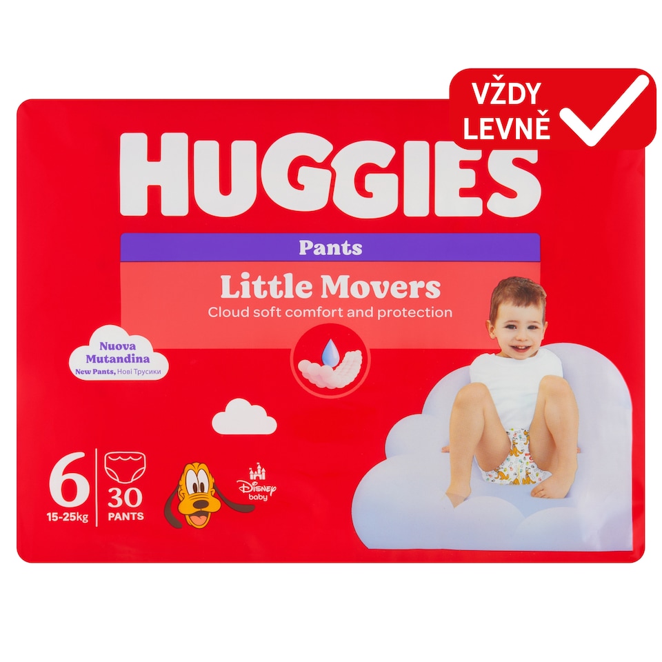 Obrázek 1 pro produkt Huggies Little Movers plenkové kalhotky velikost 6 pro děti 15-25kg 30 ks