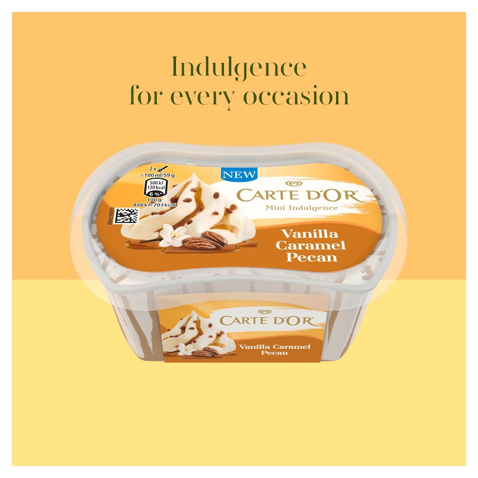 image 1 of CARTE D'OR VANILLA CARAMEL AND PECAN MINI ICE CREAM TUB 200ML