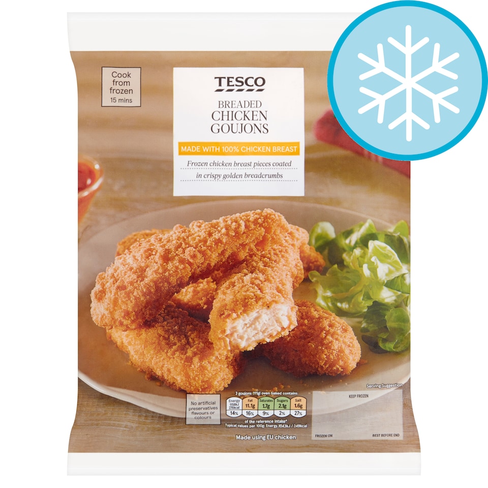 Tesco Frozen Chicken Goujons Plain 360G