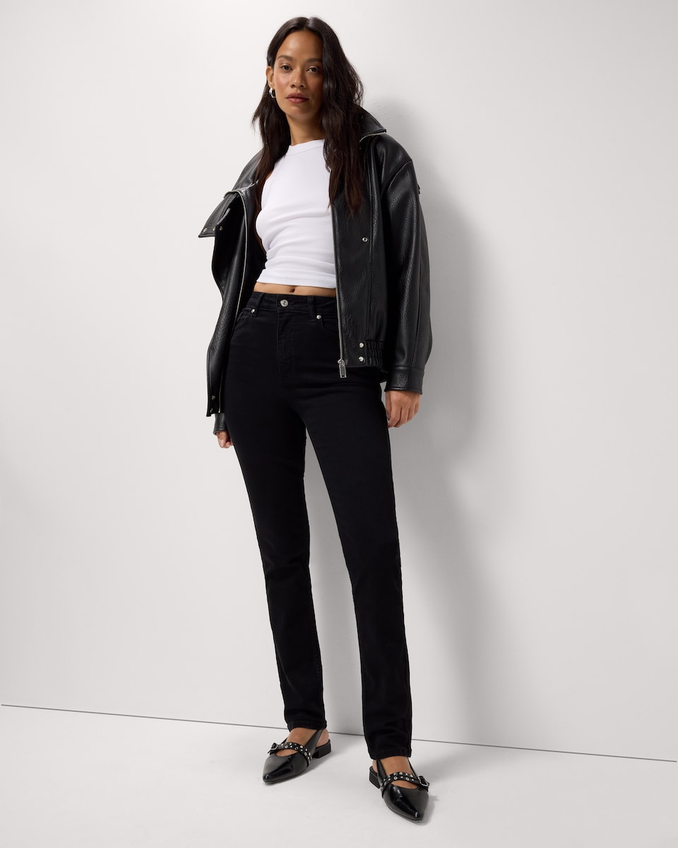 image 1 of F&F High Rise Cigarette Jeans in Black