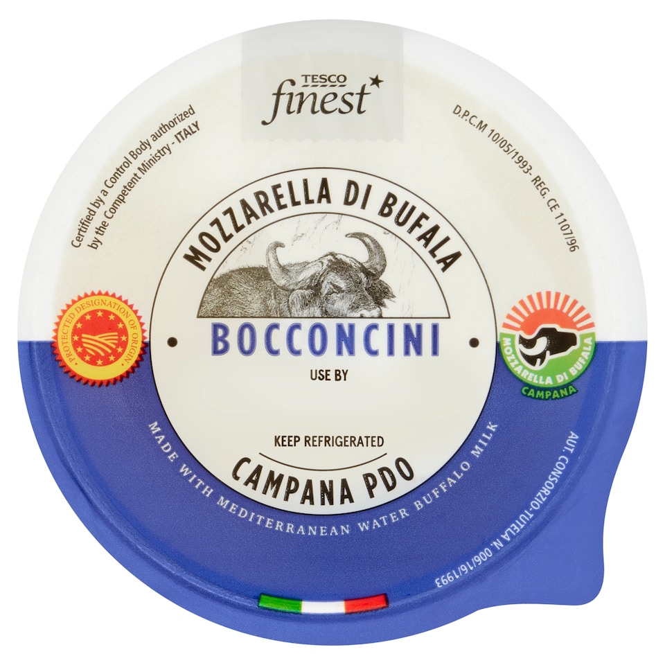Tesco Finest Mozzarella di Bufala Campana plnotučný měkký nezrající sýr v nálevu 200g