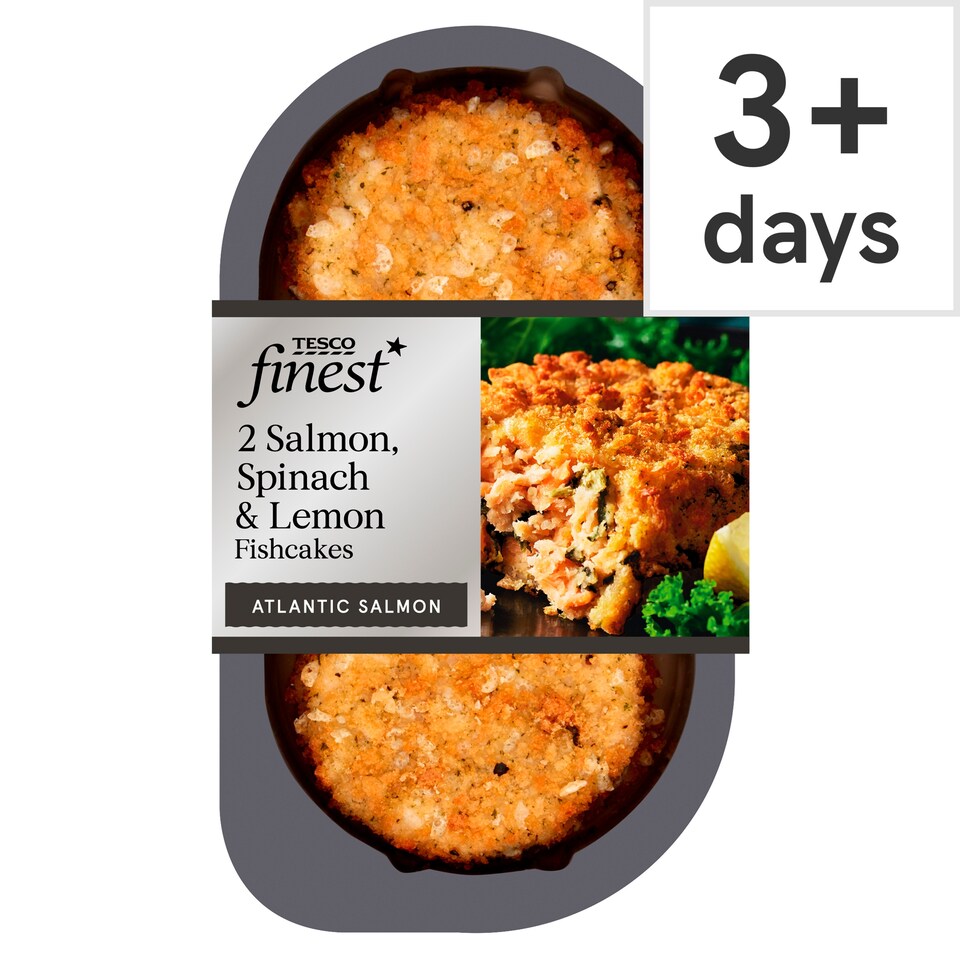 Tesco Finest 2 Salmon, Spinach & Lemon Fishcakes 290g