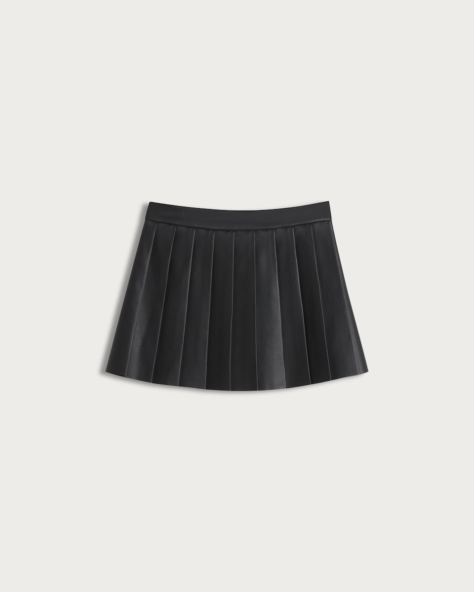 image 1 of F&F Girls Faux Leather Pleated Skirt in Multi Black