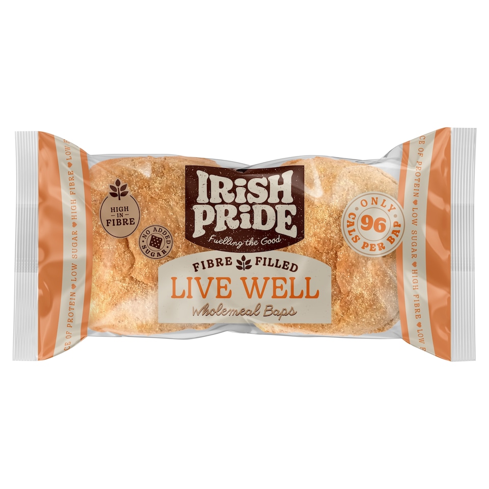 Irish Pride Live Well Wholemeal Baps 164g 