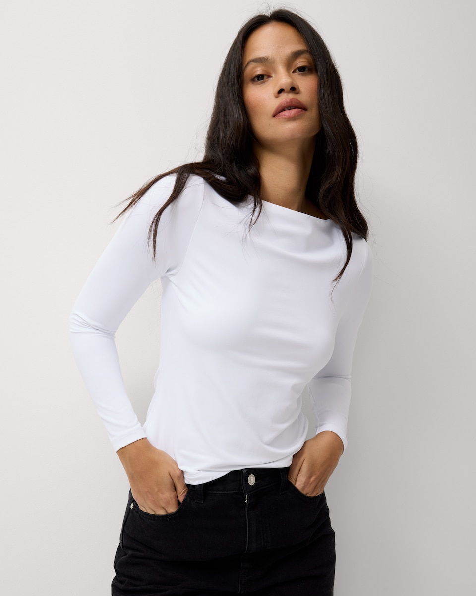image 1 of F&F 2-Pack Polyamide Slash Neck Tops in Multi Black