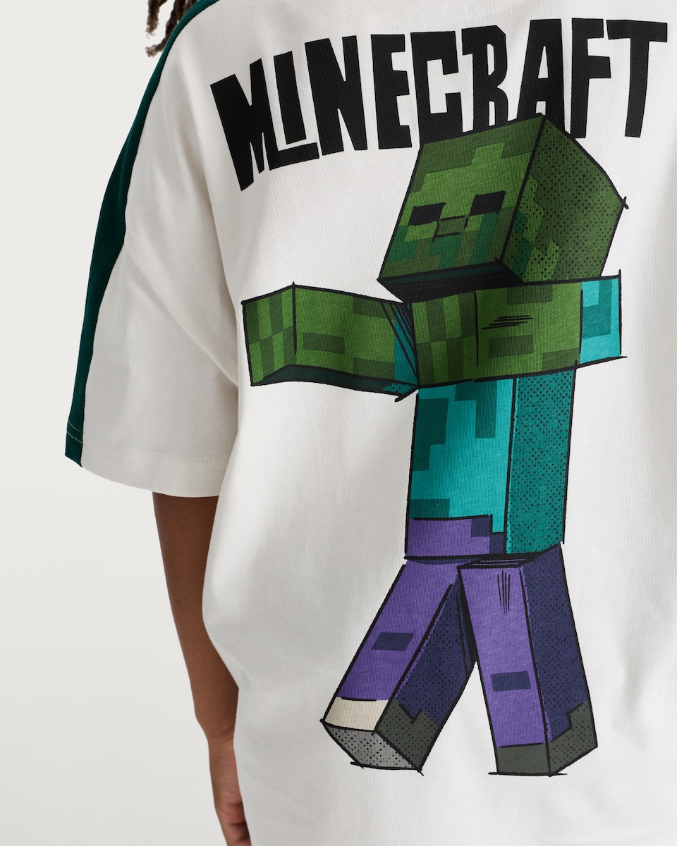 image 1 of Minecraft Pure Cotton Crafting Since Alpha Slogan T-Shirt in White