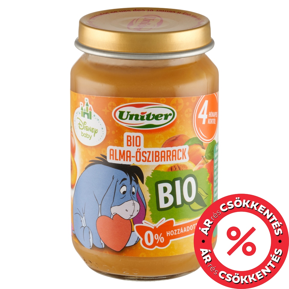Univer Disney Baby bio alma-őszibarack bébidesszert 4 hónapos kortól 163 g