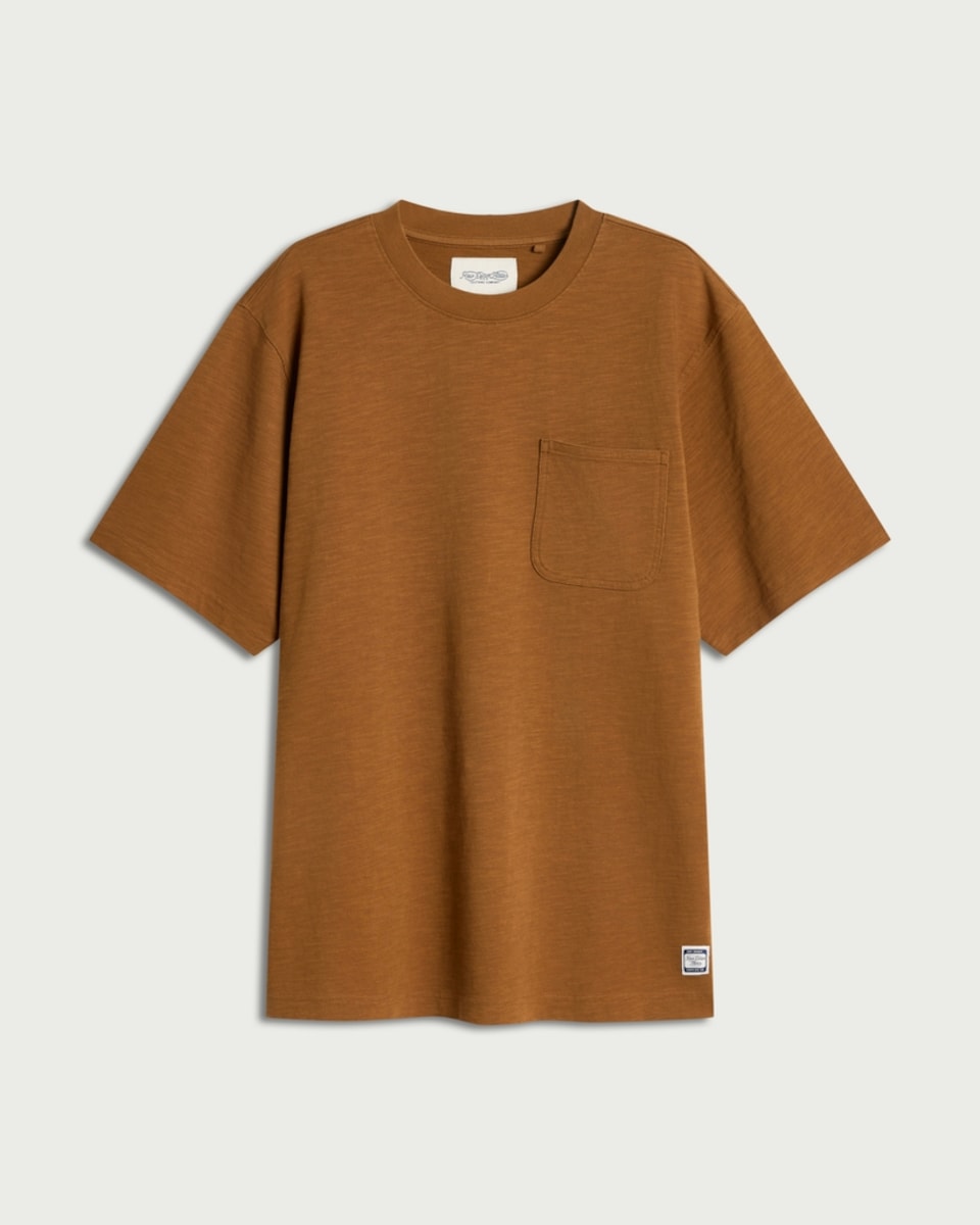 image 1 of RDA Pure Cotton Pocket Detail T-Shirt in Camel