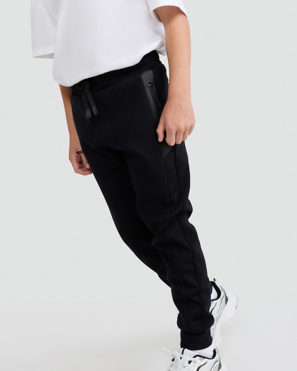image 1 of F&F Active Boys Cuffed Zip Joggers with Cotton in Black