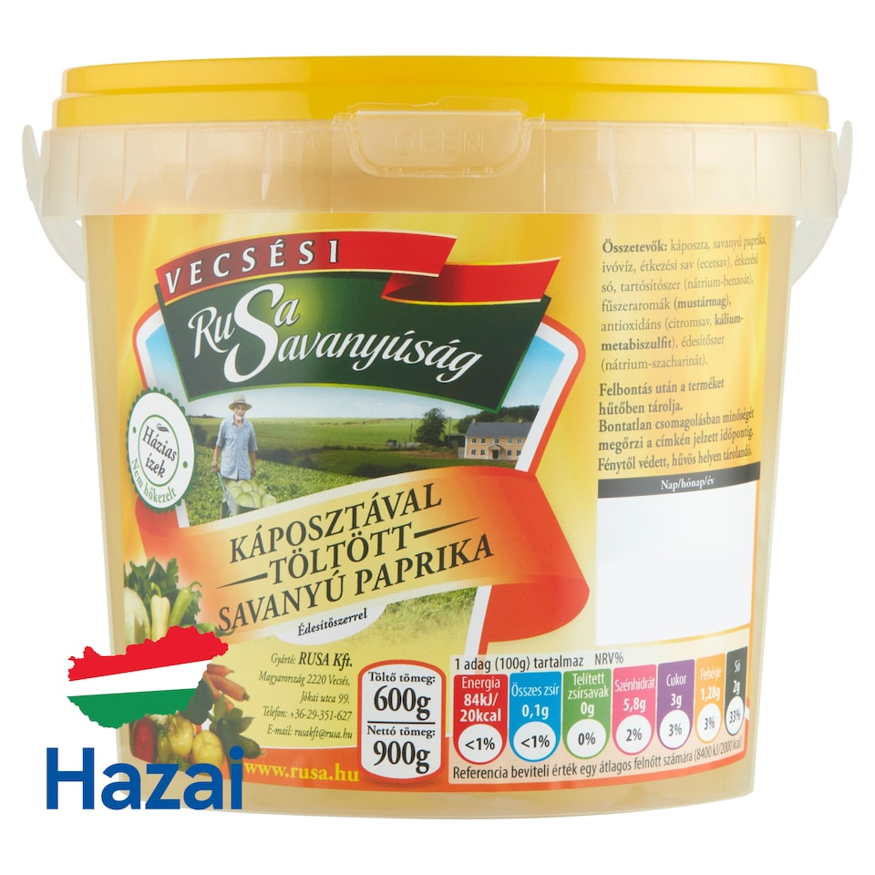 Rusa Savanyúság Pickled Peppers Stuffed with Cabbage 900 g