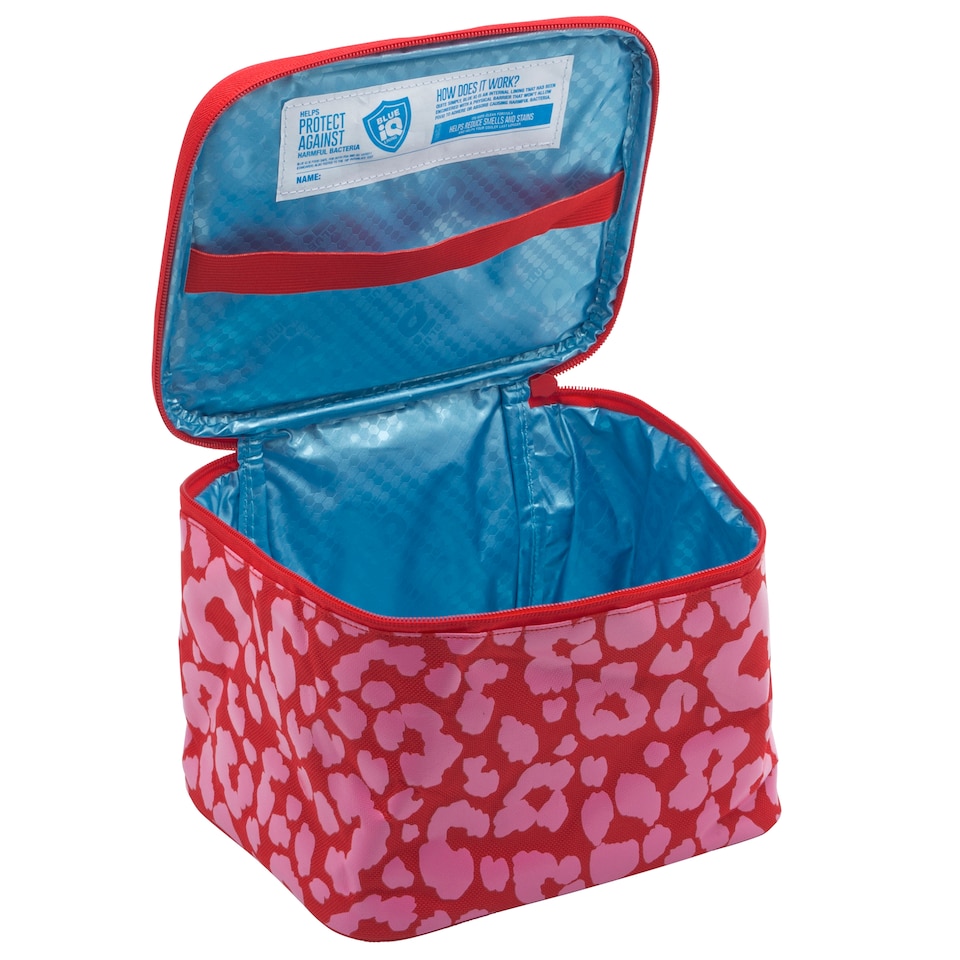 image 1 of Smash Red and Pink Leopard Print Lunch Bag