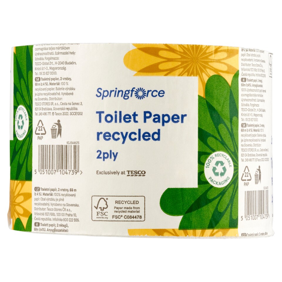 Springforce Toilet Paper Recycled 2 Ply 1 Roll