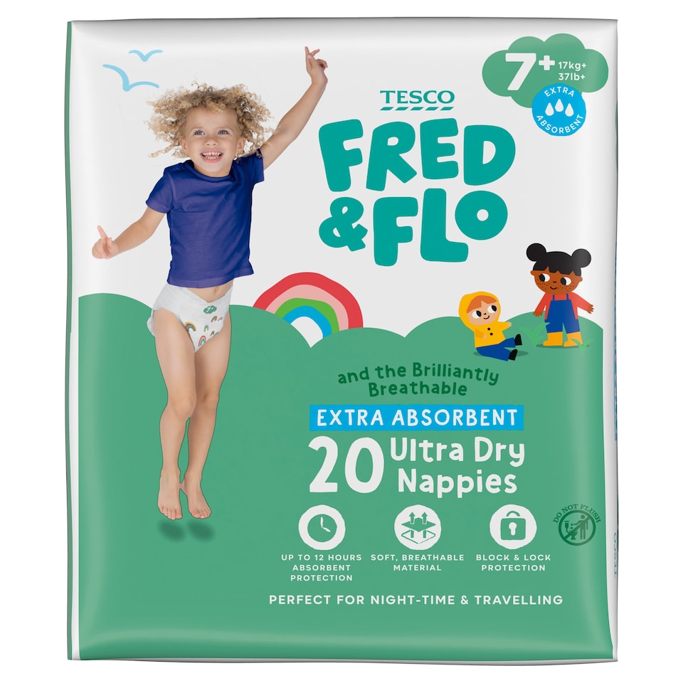 Fred & Flo Size 7+ Ultra Dry 20 Nappies
