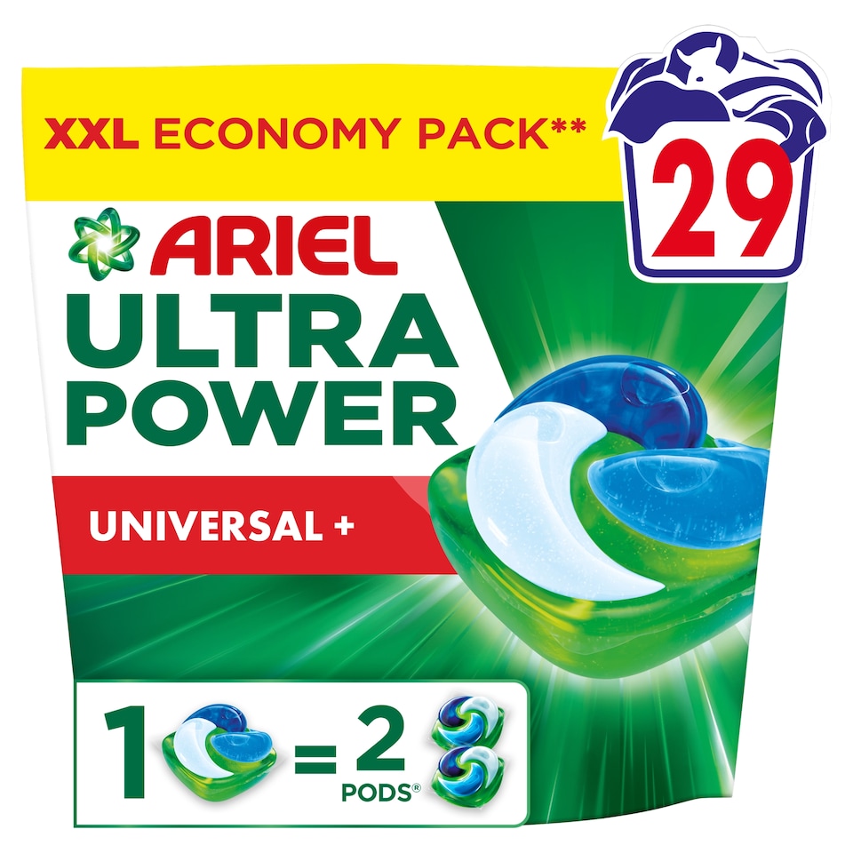 Obrázek 1 pro produkt Ariel ULTRA POWER PODS, Kapsle Na Praní S Tekutým Pracím Prostředkem, 29 Praní, Universal+