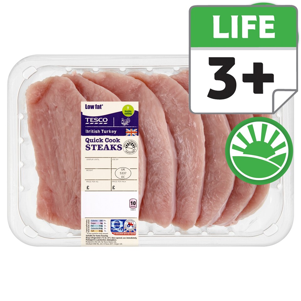 Tesco Healthy Living Q/Cook Turkey Breast Steaks 464G