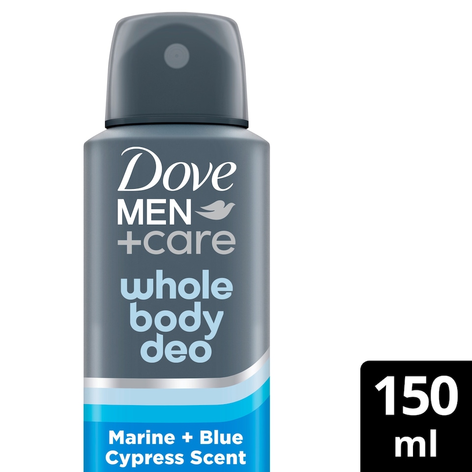 image 1 of Dove Men+Care Marine & Blue Cypress 48h Whole Body Deodorant Spray 150ml