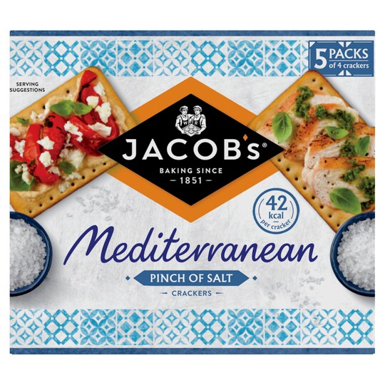 Jacob's Mediterranean Pinch Of Salt Crackers X5 190G Tesco Groceries