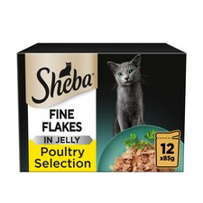 Sheba Fine Flakes Wet Cat Food Pouches Poultry in Jelly 12x85g