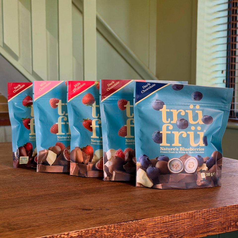 image 1 of trüfrü Strawberry White & Milk Chocolate 200g