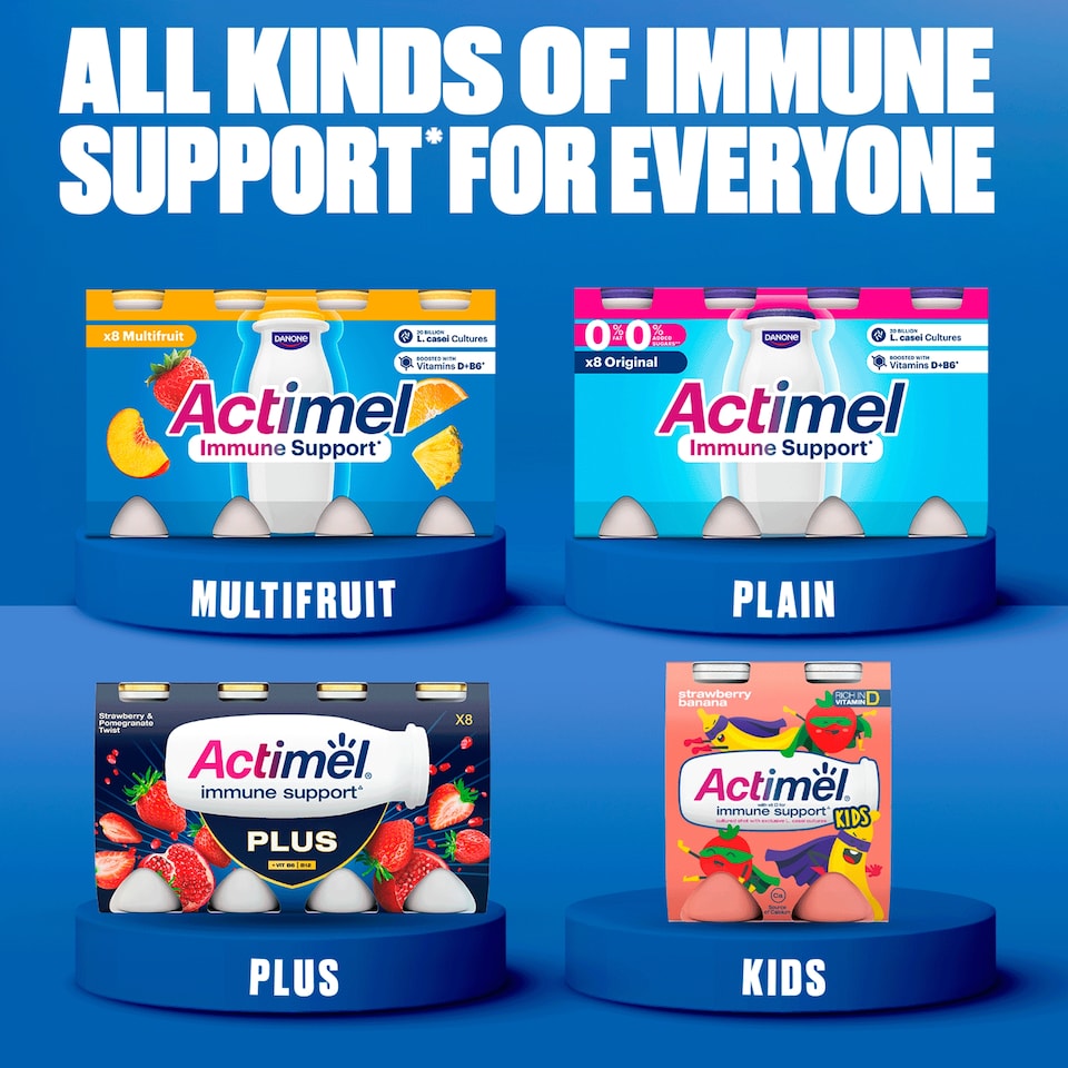 image 1 of Actimel Blueberry Immunity Live Yoghurt Drink Multipack 8X100g