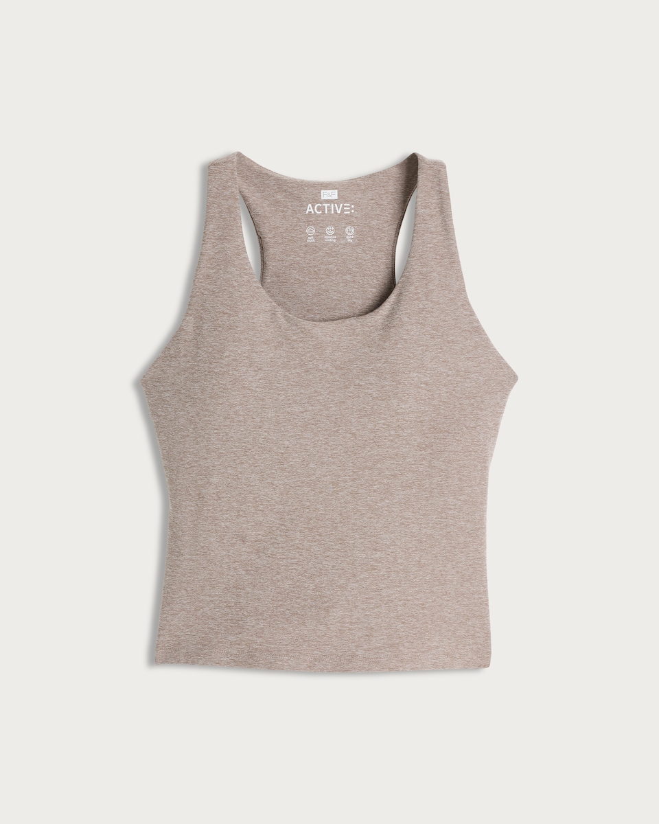 image 1 of F&F Active ULTRASTRETCH Racerback Vest in Brown