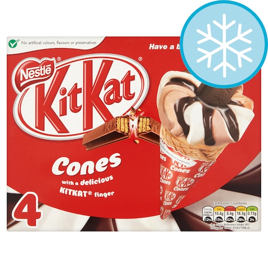 Nestle Kit Kat Ice Cream Cones 4 X 125Ml Tesco Groceries