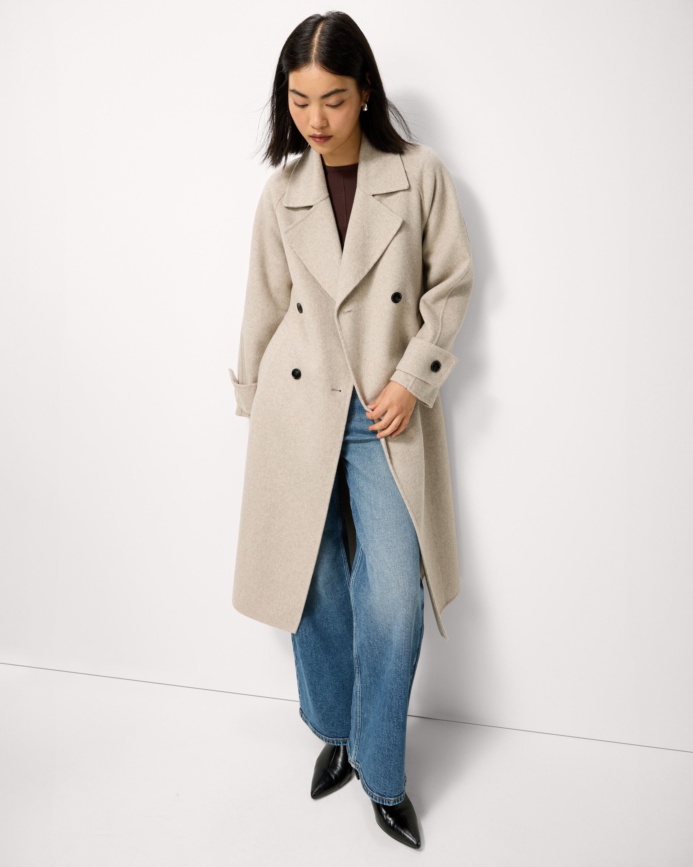 F&F Wool Blend Belted Coat in Neutral