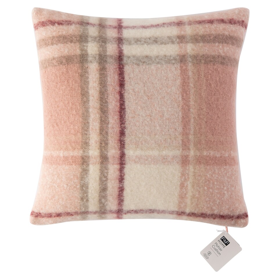 F&F Home Blush Mohair Checked Cushion