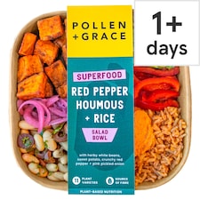 Pollen & Grace Superfood Red Pepper Houmous & Rice Salad Bowl 275g 
