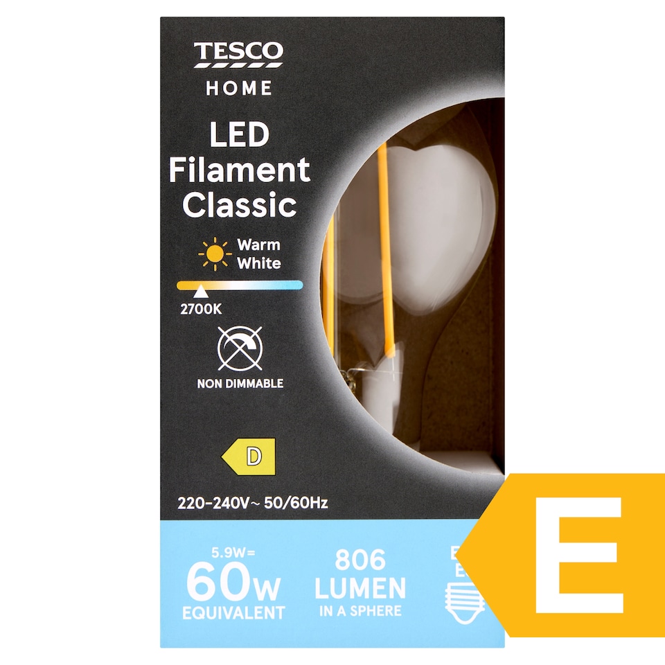 image 1 of Tesco Home LED Filament Classic 5.9W E27 Warm White
