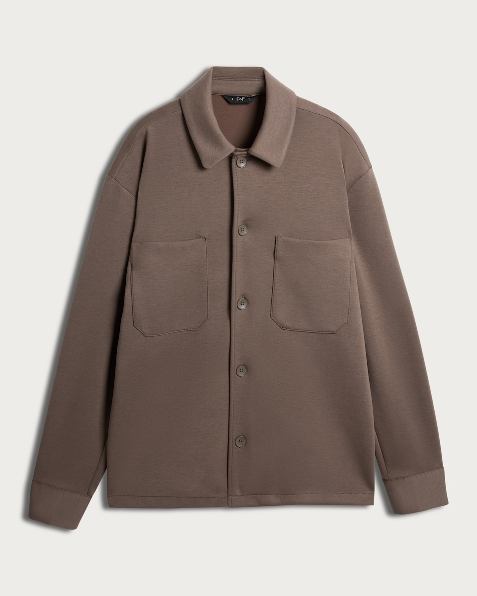 image 1 of The F&F Edit Cupro Co-ord Shirt Jacket in Brown