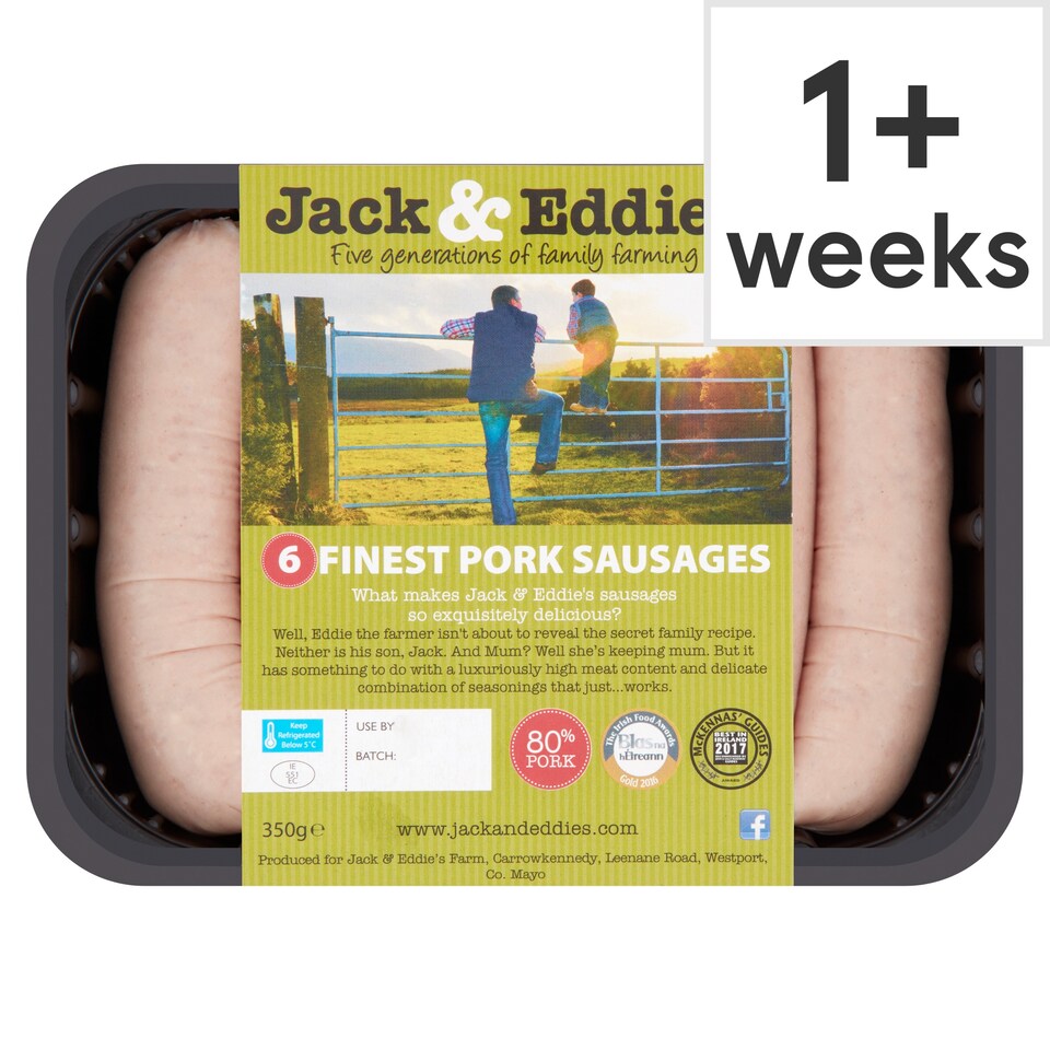 Jack And Eddies 6 Finest Pork Sausages 350G