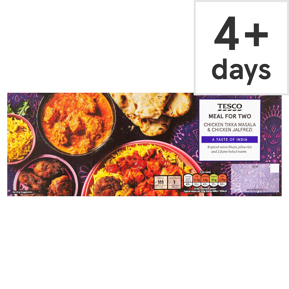 Tesco Chicken Tikka Masala & Chicken Jalfrezi Meal For Two 1.197Kg