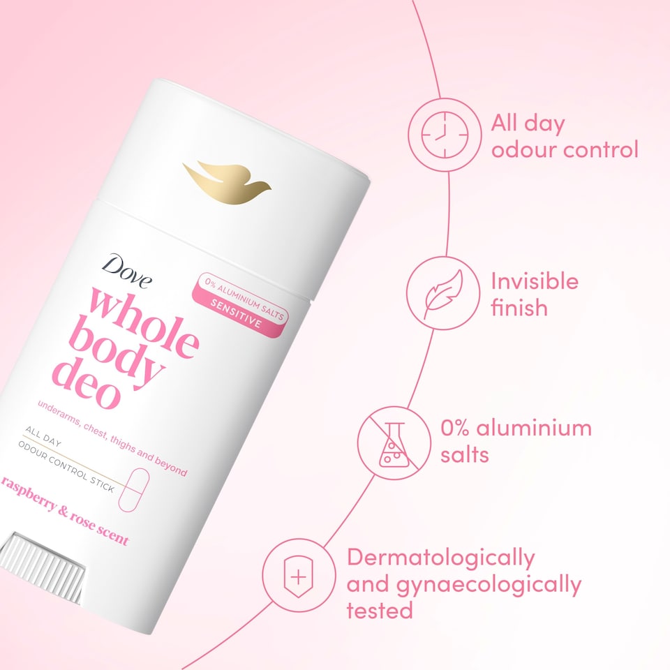 image 1 of Dove Raspberry & Rose Whole Body Deodorant Stick 75ml 