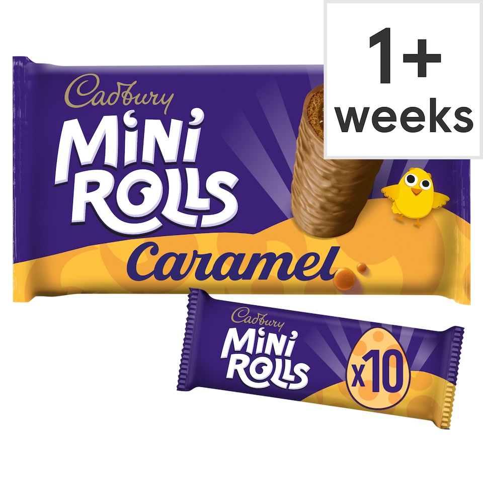 image 1 of Cadbury Milk Chocolate Caramel Mini Rolls Cakes 10 pack