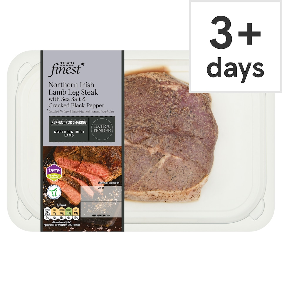 Tesco Finest Northern Irish Lamb Leg Steak with sea salt & cracked black pepper 300g