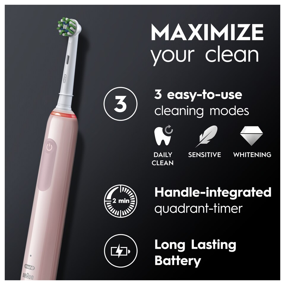 image 1 of Oral-B Pro 3 3D White Pink Electric Toothbrush